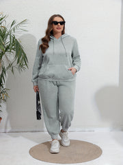 Solid Hooded Sweatshirt & Jogger Sweatpants Set