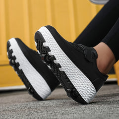 Girl's Solid Roller Shoes Hook & Loop Fastener Detachable Wheel Skate Sneakers