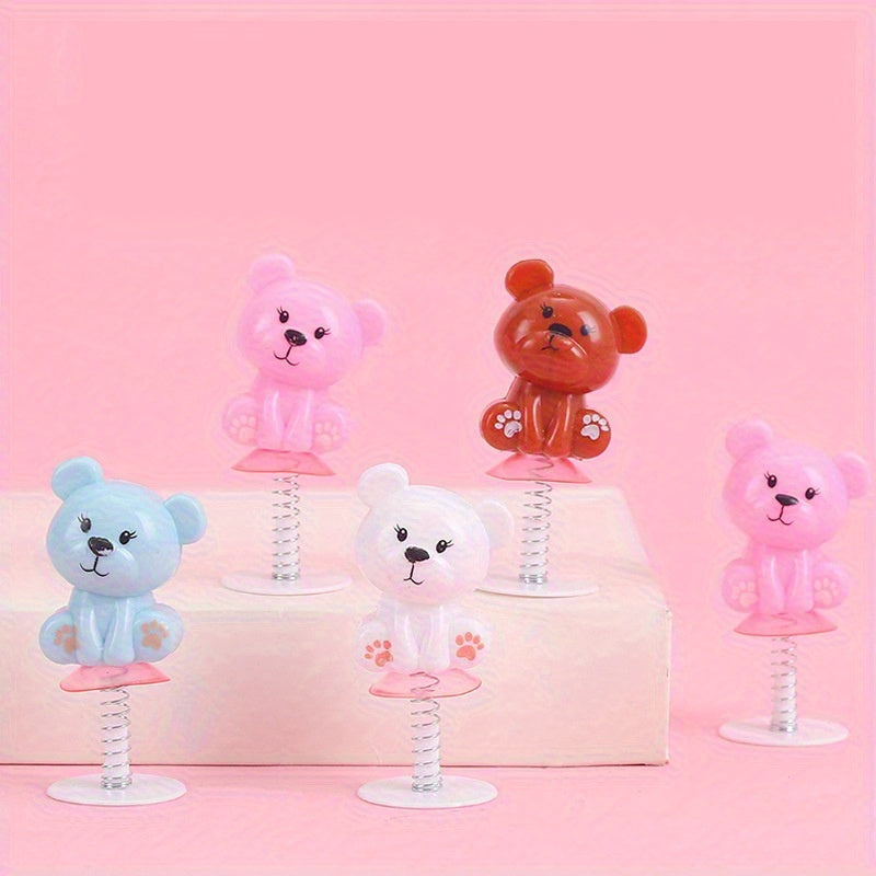 5pcs Press Bouncing Bear Toy Creative Bear Ornaments Birthday Event Party Favors