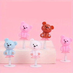 5pcs Press Bouncing Bear Toy Creative Bear Ornaments Birthday Event Party Favors