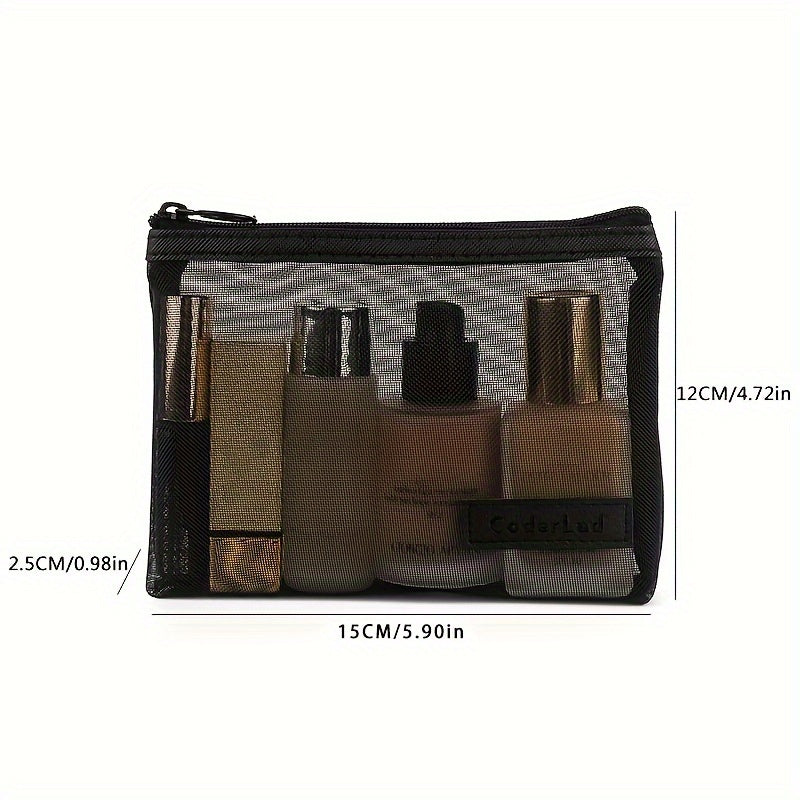 Roomy Mesh Makeup Bag with Zipper for Travel & Toiletry Organization