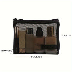 Roomy Mesh Makeup Bag with Zipper for Travel & Toiletry Organization