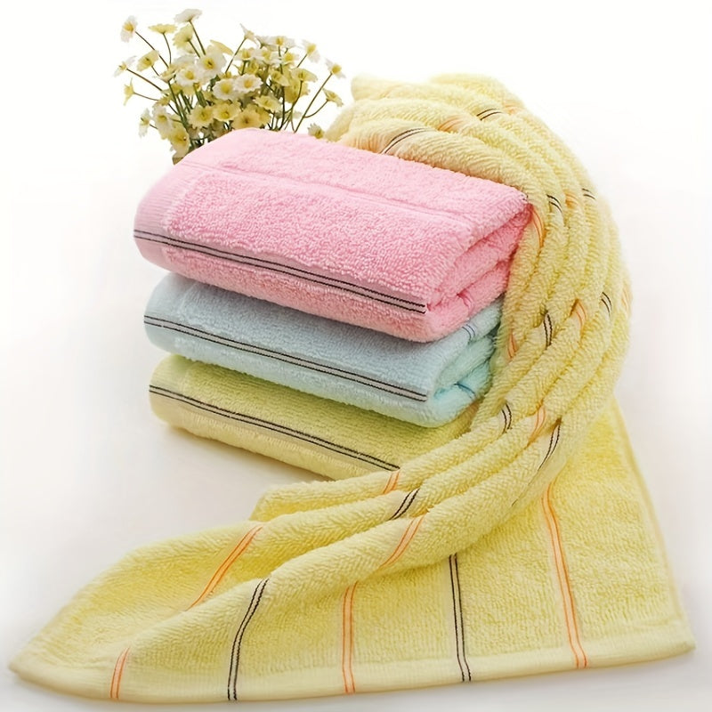 1pc Striped Pattern Hand Towel Soft Skin-friendly Face Towel Absorbent Towel