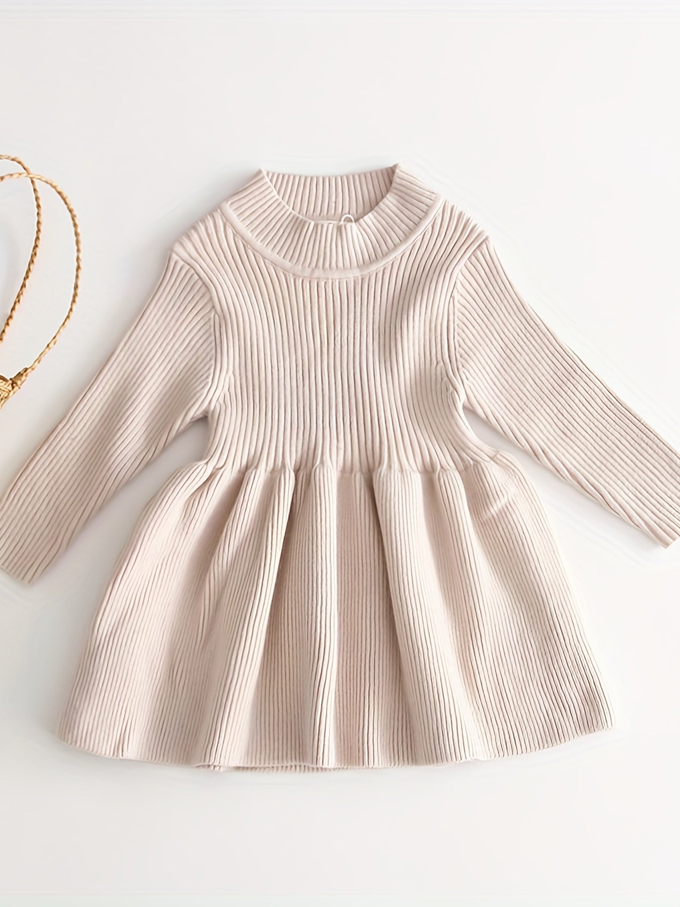 Baby Girls Pleated Knitted Sweater Dress Autumn Winter