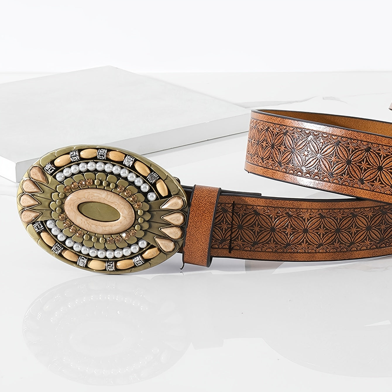 Vintage Western Style PU Leather Waist Belt for Women Girls