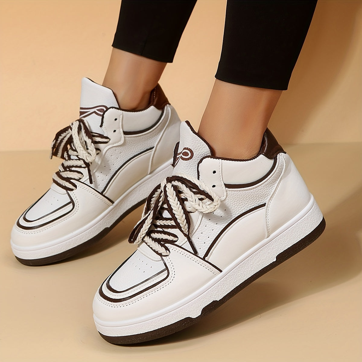 Women's Platform Skate Shoes Mid Top Lace Up Sneakers