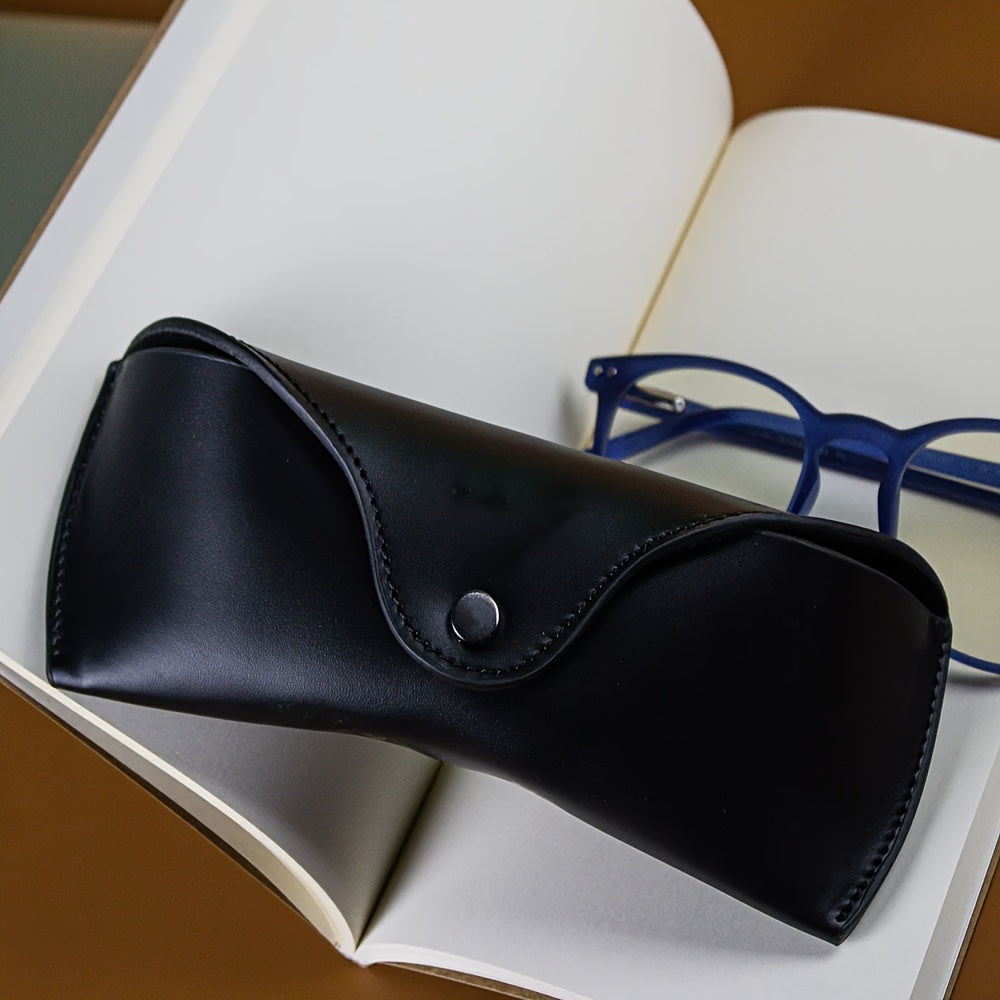 Sleek Faux Leather Glasses Case with Button Closure