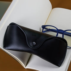Sleek Faux Leather Glasses Case with Button Closure