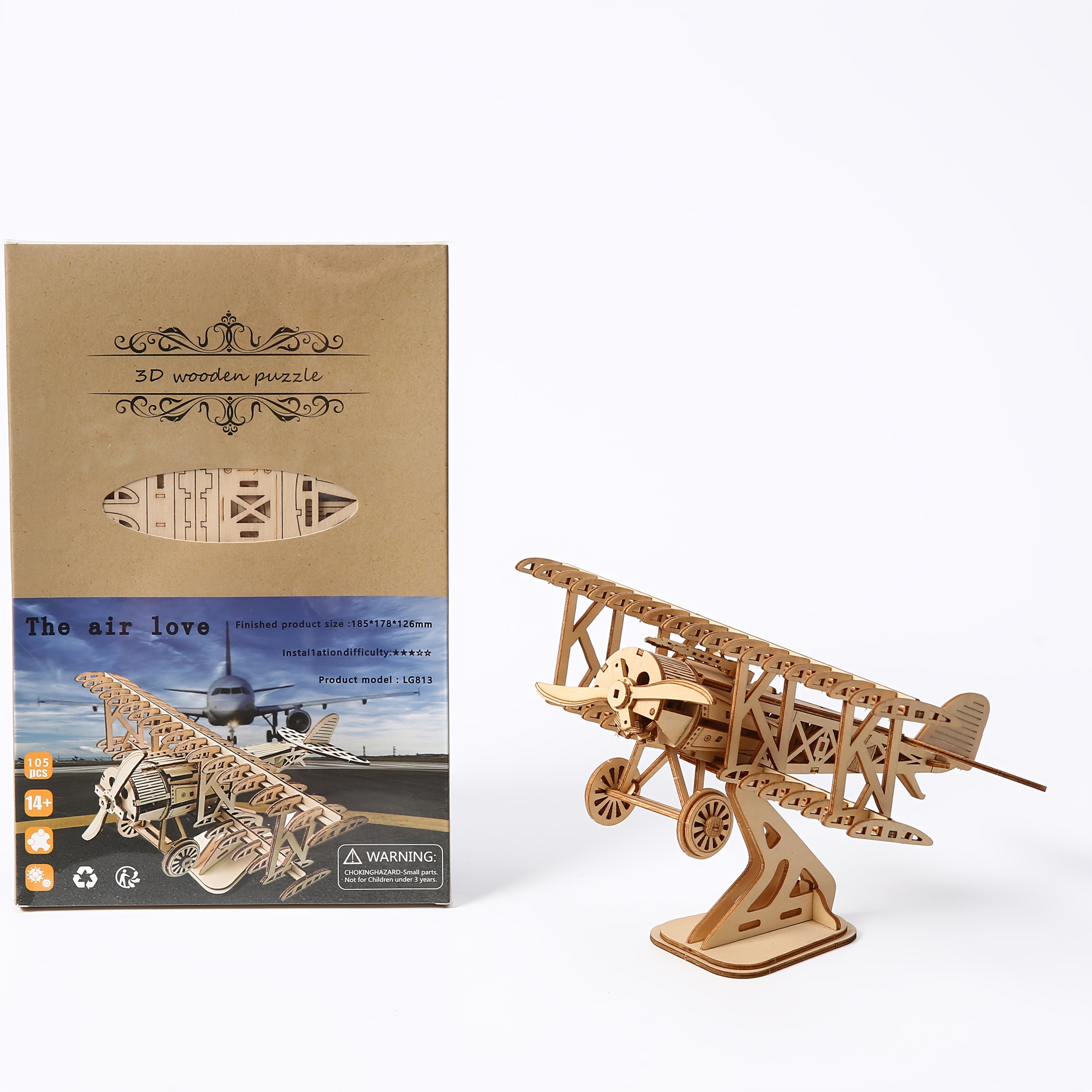 3D Plane Puzzle Wooden Toy Educational DIY Decoration Gift