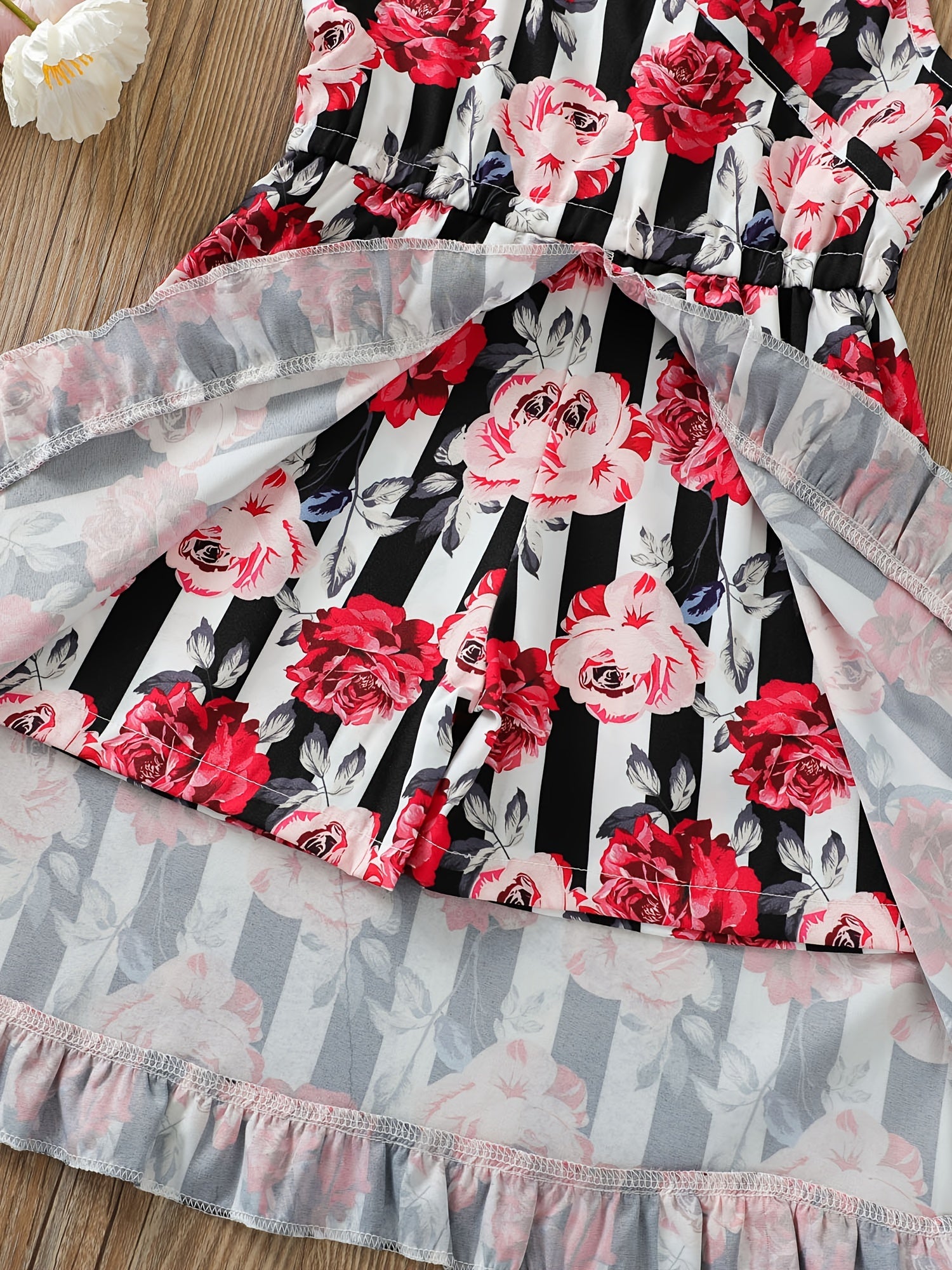 Girls Flower Print Ruffled Cami Dress Skort for Summer Holiday Party
