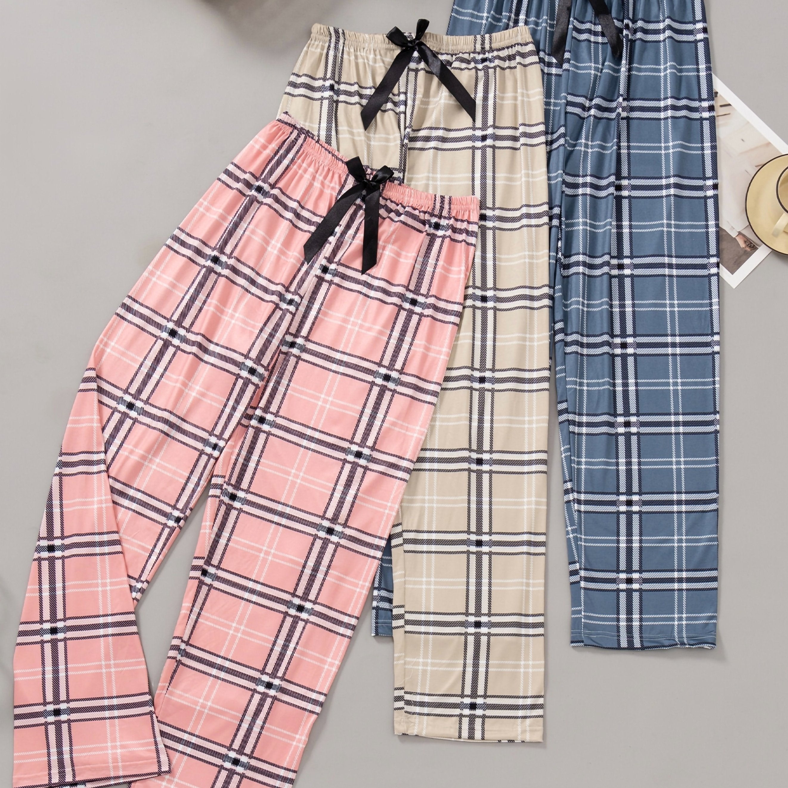 Plaid Print Sleep Bottoms Cozy Home Sleep Pants Women's Loungewear