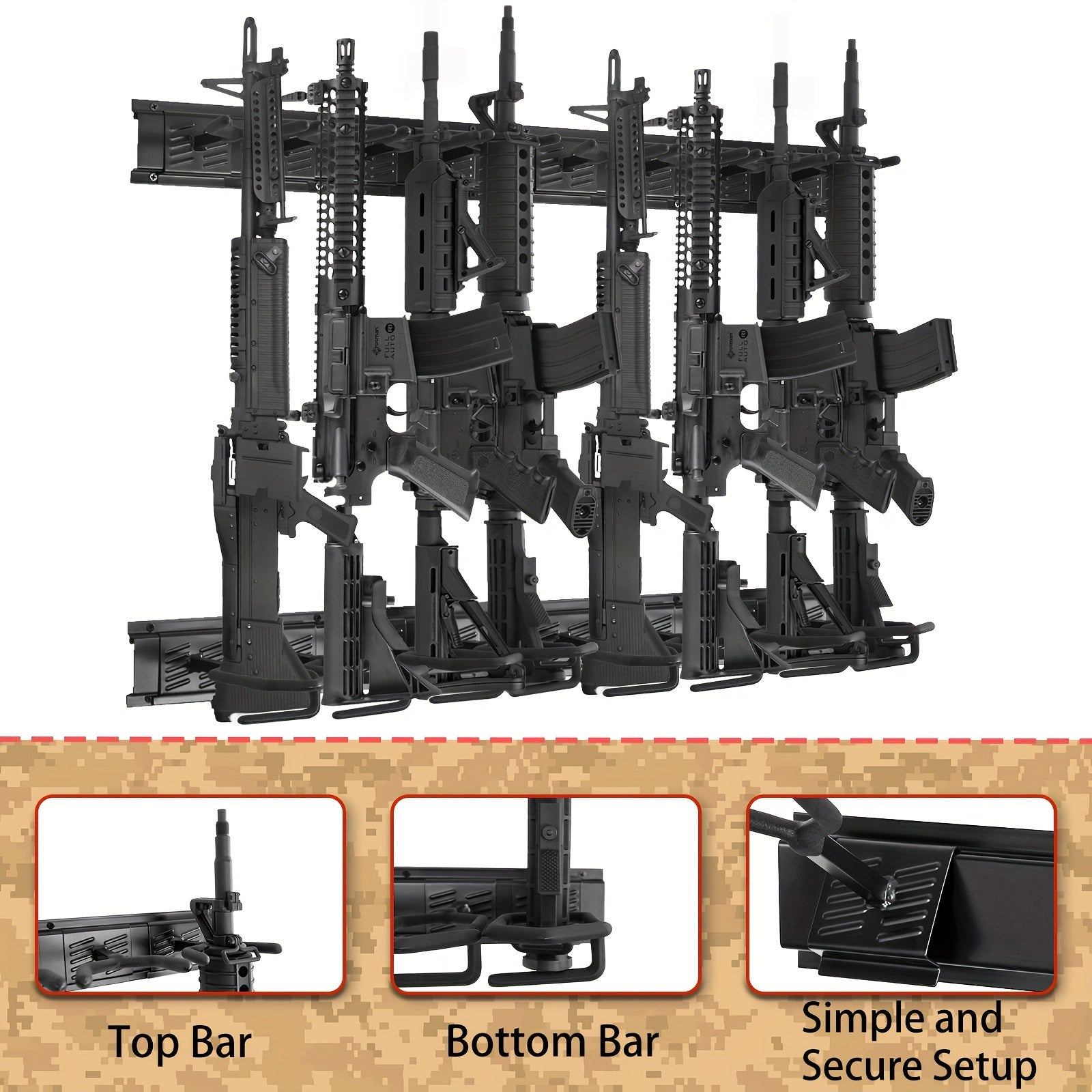 Heavy Duty Wall Mount Steel Rack with 3 Slots, Holds Up to 72.57 KG