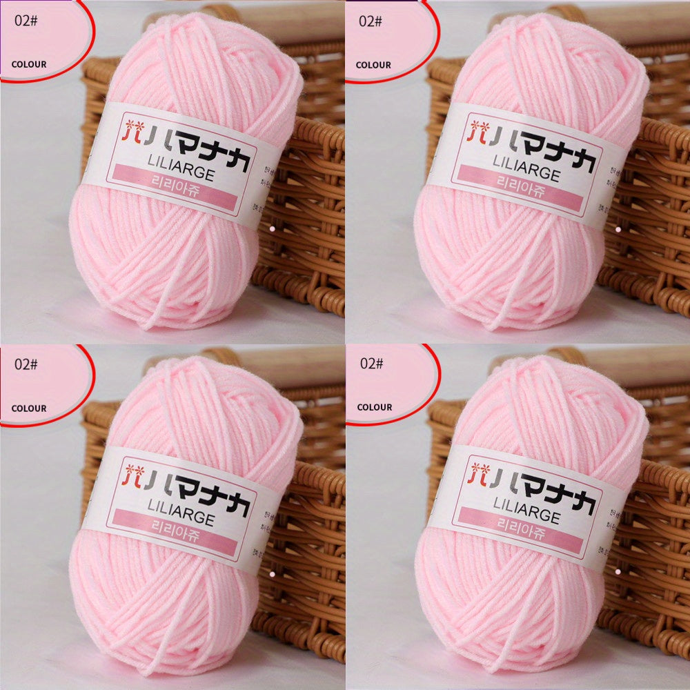 4pcs Soft Milk Cotton Knitting Yarn Anti Pilling 4ply Cotton Yarn for Crochet