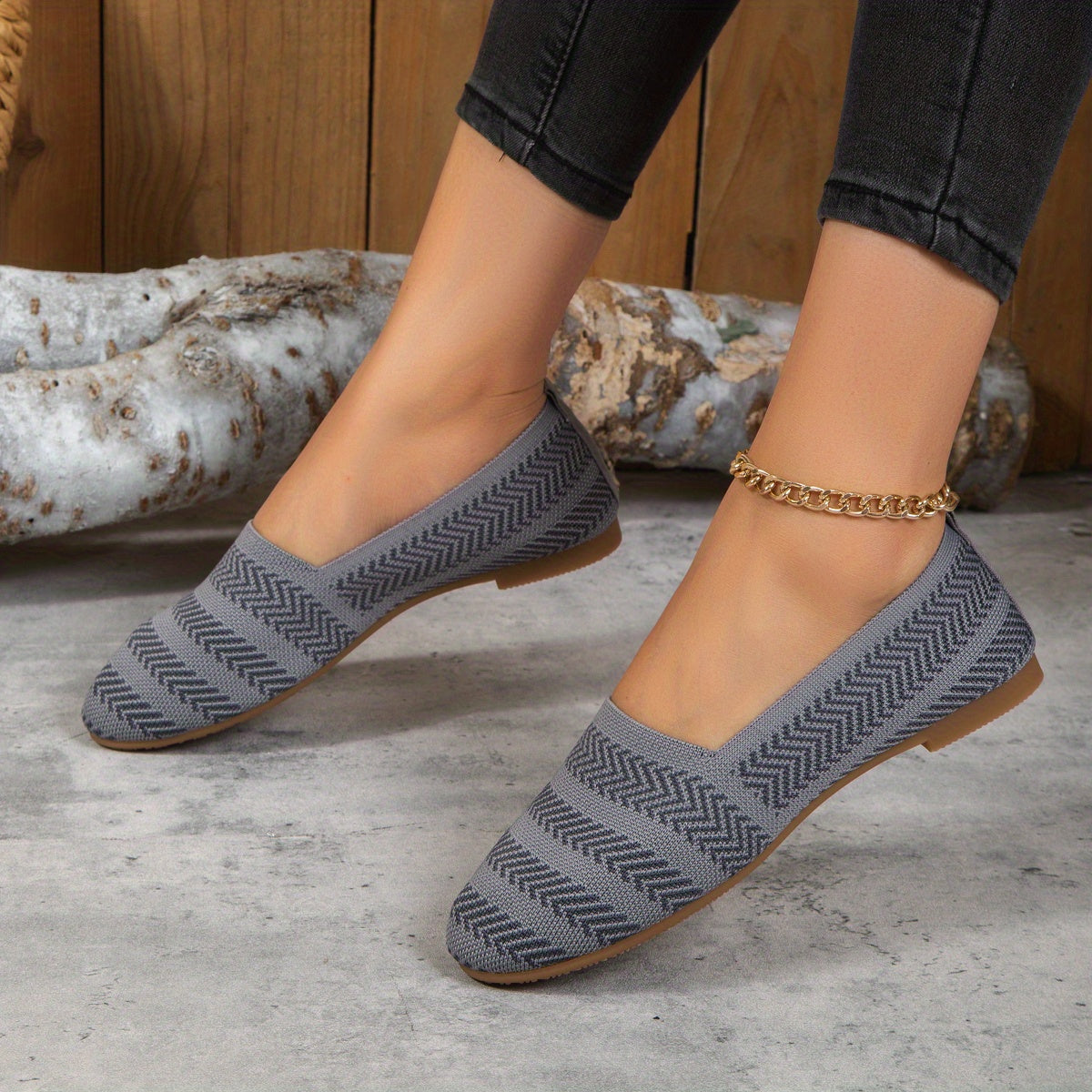Women's Knit Ballet Flats Soft Sole Shoes Casual Wear Walking Shoes