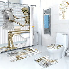 5pcs Skull Halloween Shower Curtain Set with 12 Hooks