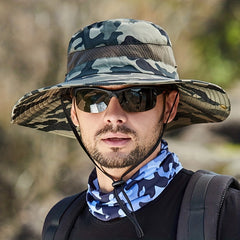 Wide Brim Boonie Hat Camo Bucket Hat for Safari Military Beach Hiking