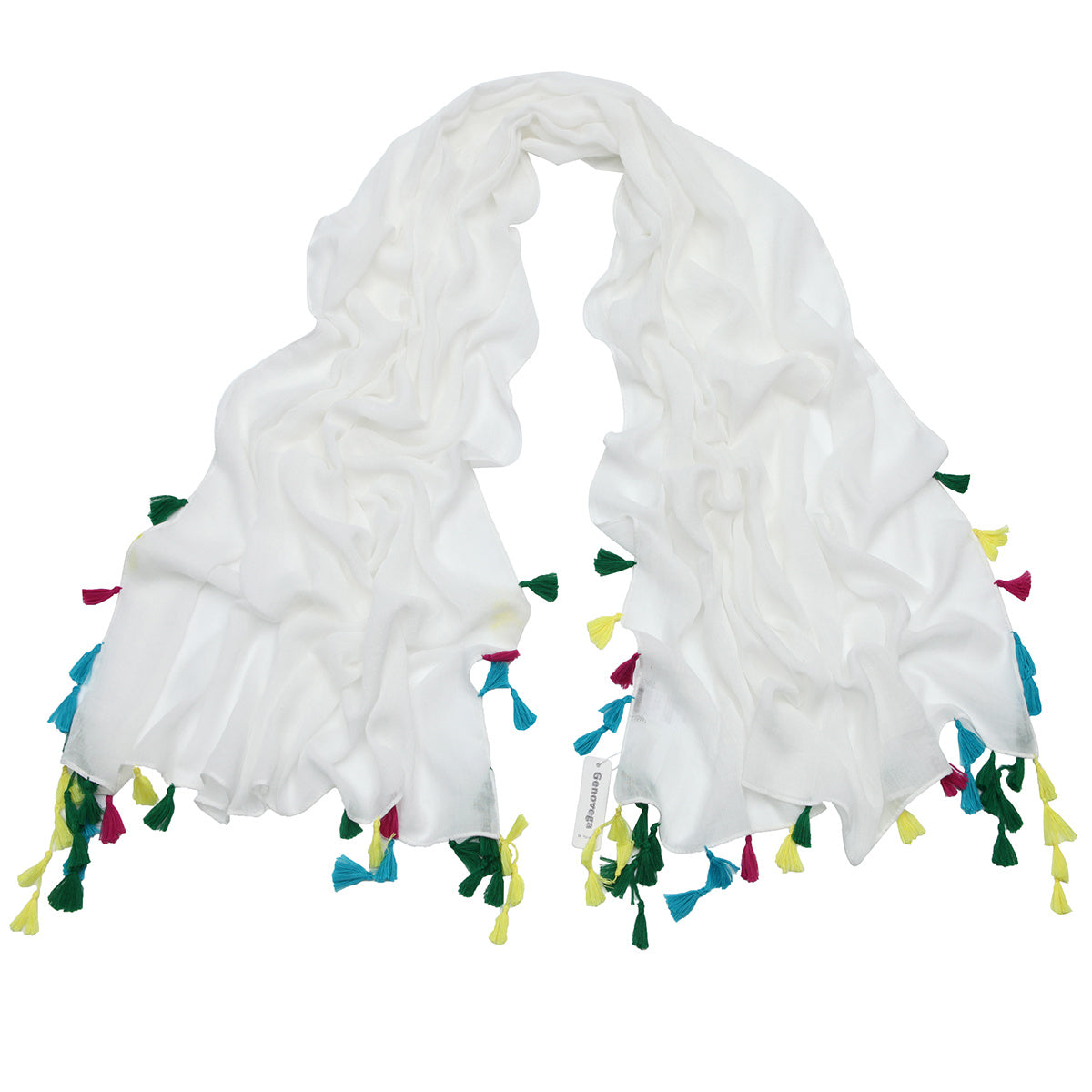 Colorful Tassel Linen Scarf for Women Outdoor Wrap