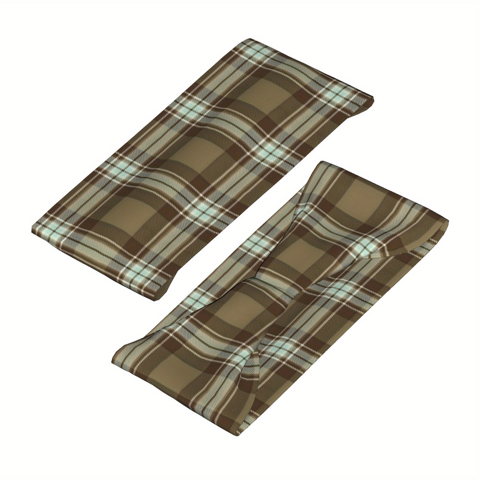 Vintage Plaid Headband Earthy Brown Teal Grid for Sports & Casual Outfits