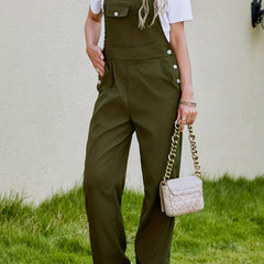 Casual Button Overall Jumpsuit Spring & Fall Women's Clothing