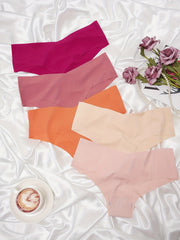 5pcs Seamless Solid Briefs Stretchy Intimates Panties Women's Lingerie