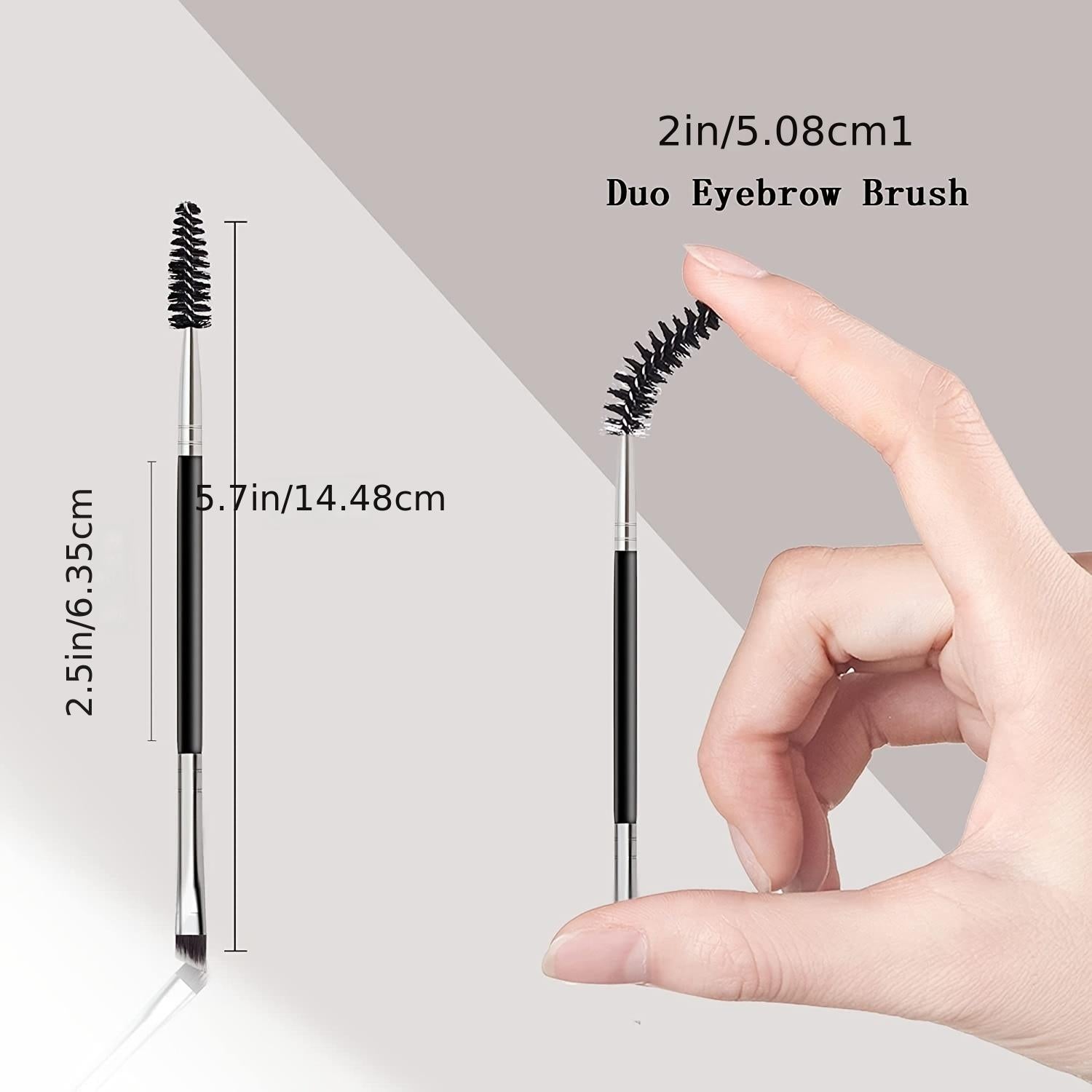 2 Pcs Double Ended Eyebrow Brush & Spoolie for Brow Powder