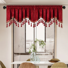 European Style Chenille Window Valance with Tassels - Soft and Stylish Wave
