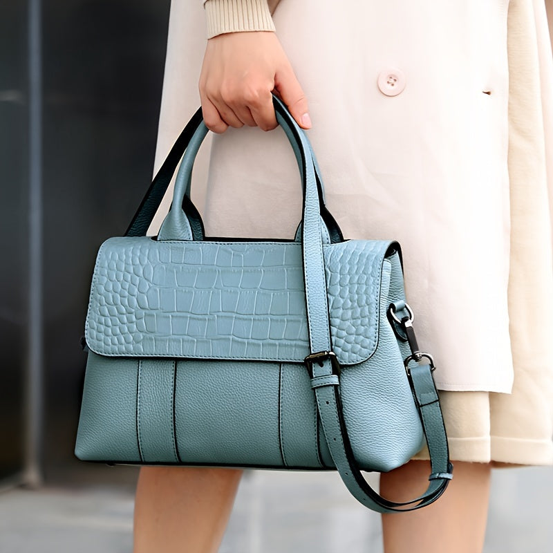 Leather Crossbody Handbag Magnetic Closure Removable Strap Purse