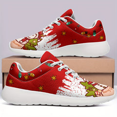 Christmas Snowman And Lantern Pattern Women's Outdoor Printed Sneakers