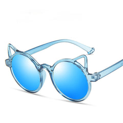 Cat Ear Sunglasses UV Protection Round Frame for Girls