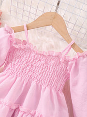 Off Shoulder Ruffle Trim Princess Dress for Girls