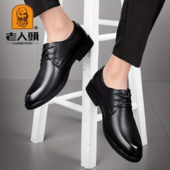 LAORENTOU Men's Leather Loafer Shoes Lightweight Lace Up Dress Shoes