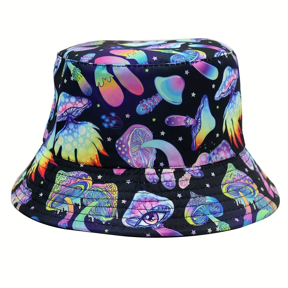 Versatile Sunshade Bucket Hat With Underwater Animal Mushroom Print
