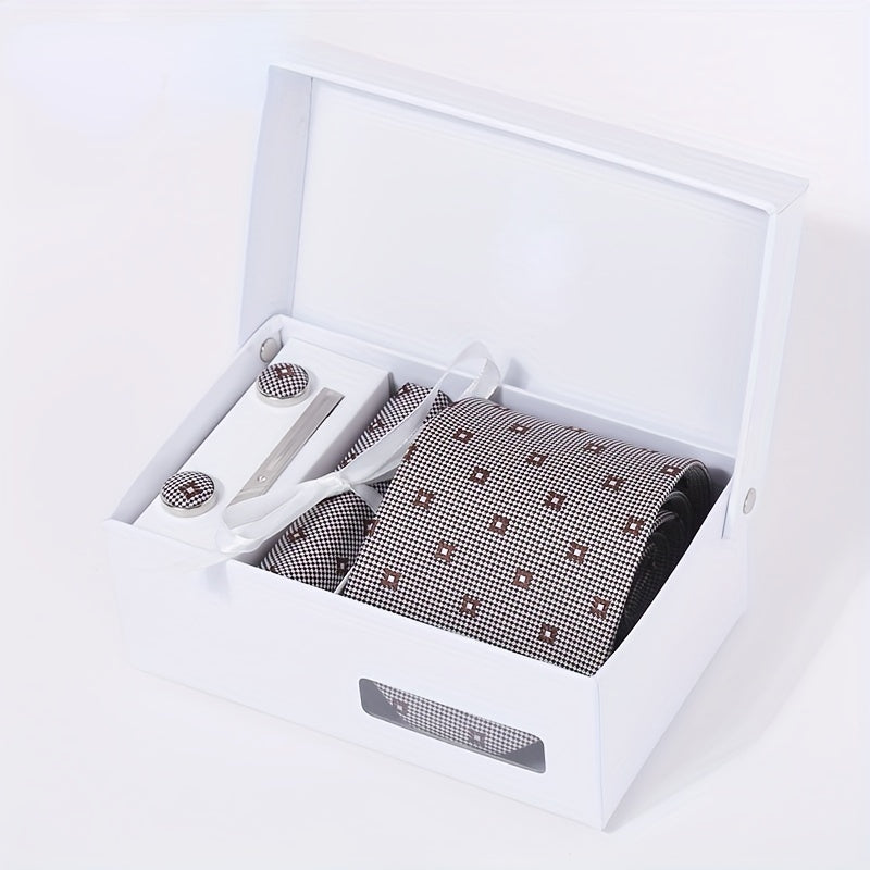 Men's Tie And Pocket Square Set Necktie Handkerchief Cufflinks