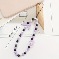 Strawberry Beaded Phone Chain Key Ring Lanyard Strap