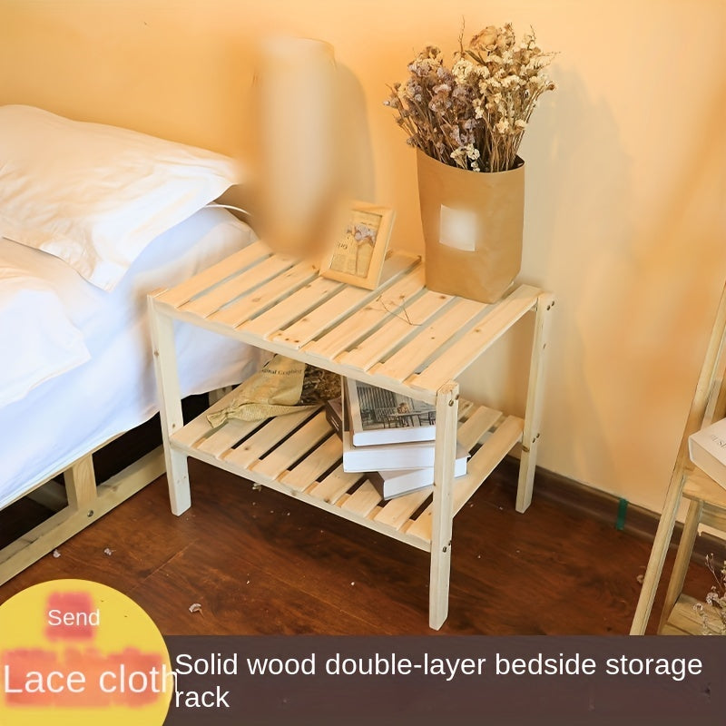2 Tier Wooden End Table for Living Room and Bedroom, Easy Assembly