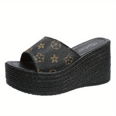 Women's Wedge Slide Sandals Open Toe Slip On Shoes Platform Shoes