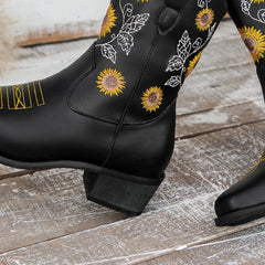 Women's Floral Embroidered Block Heel Western Boots