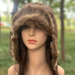Winter Thickened PU Leather Windproof Hat for Outdoor Skiing