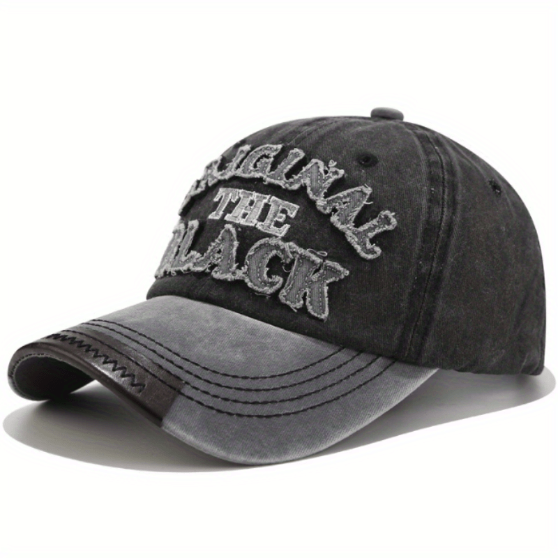 Vintage Distressed Baseball Cap Embroidered Letter Patch Sun Hat