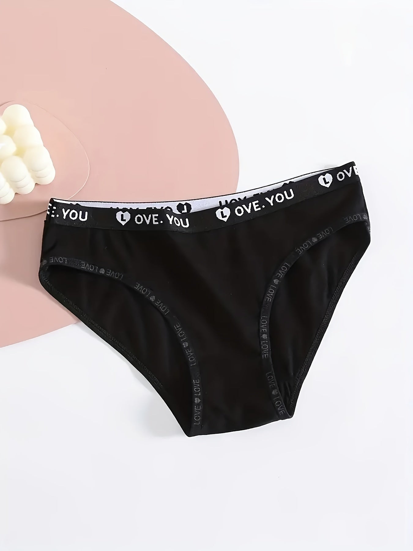 5pcs Letter Print Briefs Comfy & Breathable Stretchy Panties