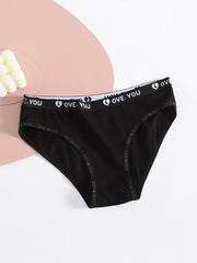 5pcs Letter Print Briefs Comfy & Breathable Stretchy Panties