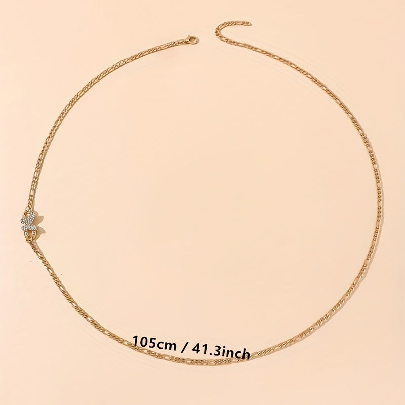 Rhinestone Butterfly Waist Chain Silver Metal Belt