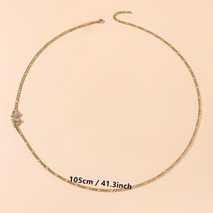 Rhinestone Butterfly Waist Chain Silver Metal Belt