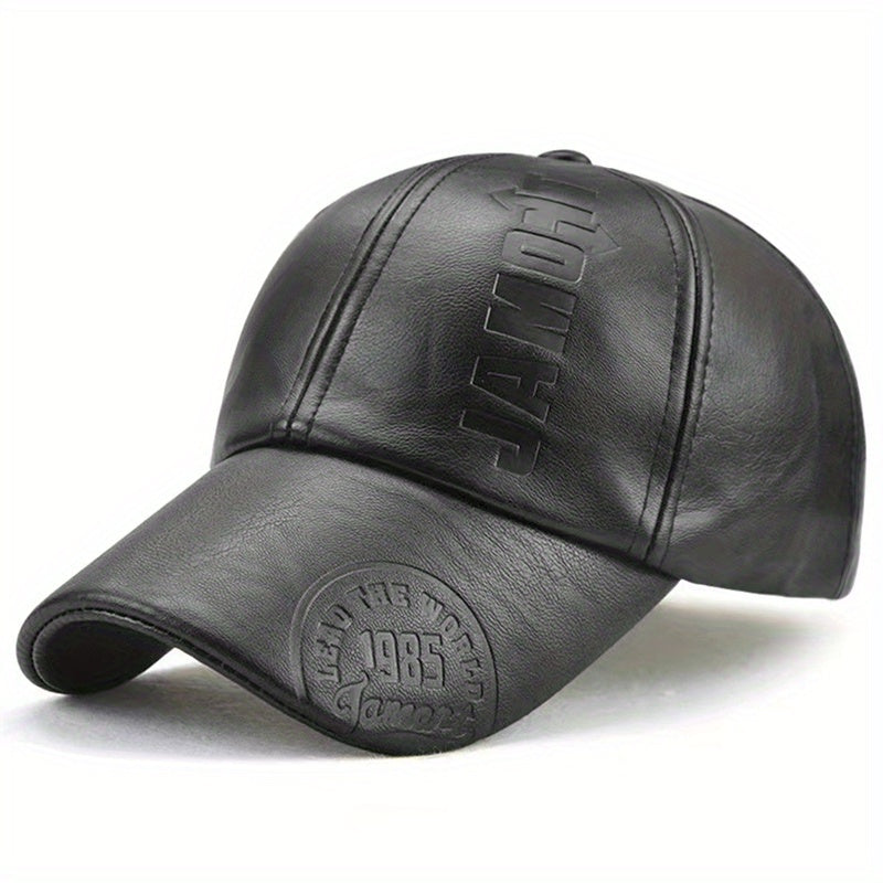 Men's Leather Warm Baseball Cap For Cycling