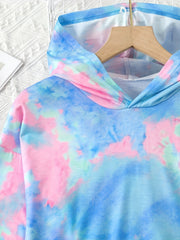 Girl's Tie Dye 2pcs Hoodie & Sweatpants Set LOVE Print Long Sleeve Top