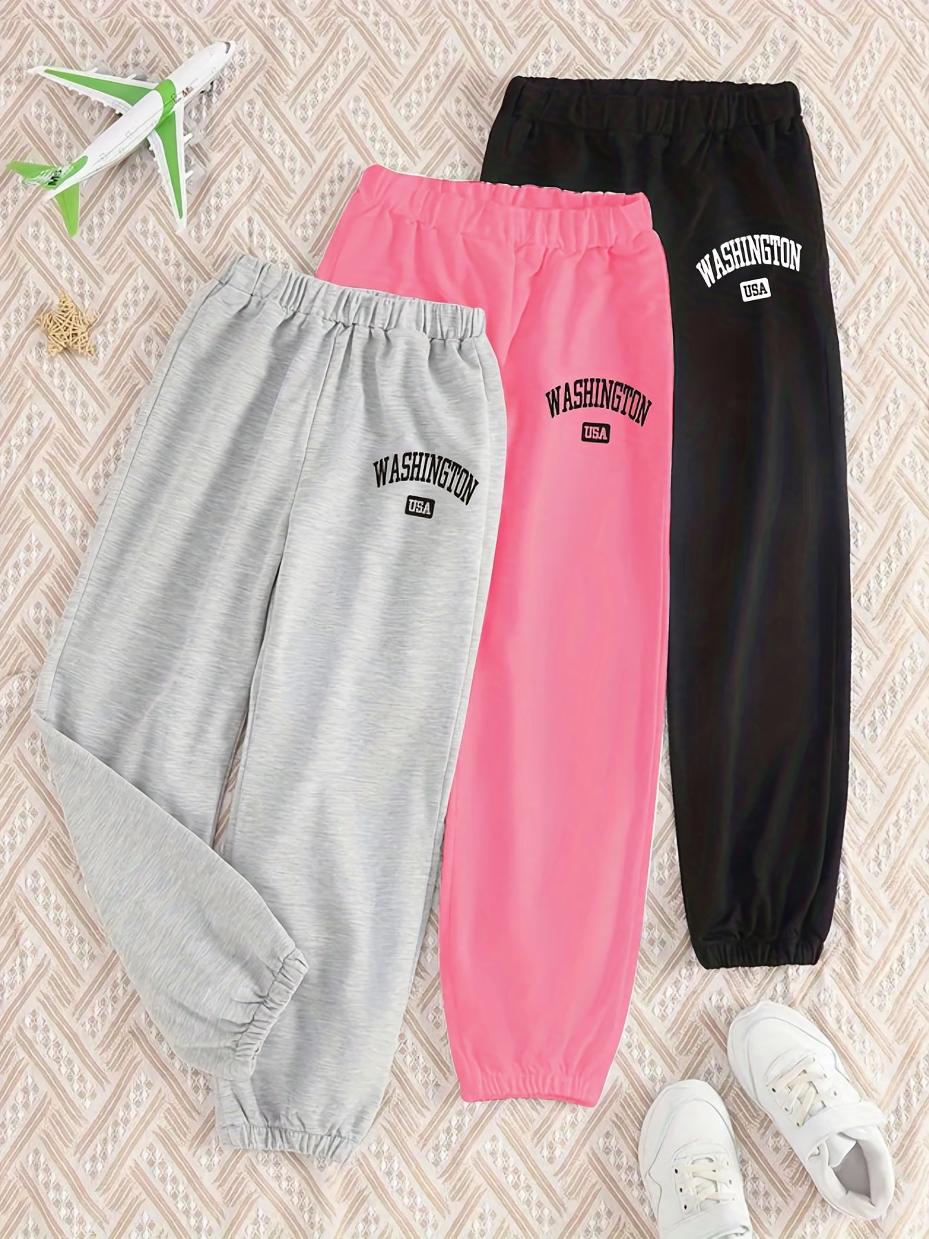3pcs CALIFORNCA Letter Boys Active Sweatpants Jogger Sports Pants