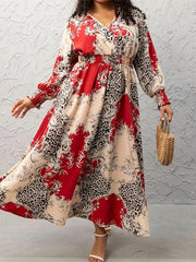 Colorblock Leopard Print Maxi Dress