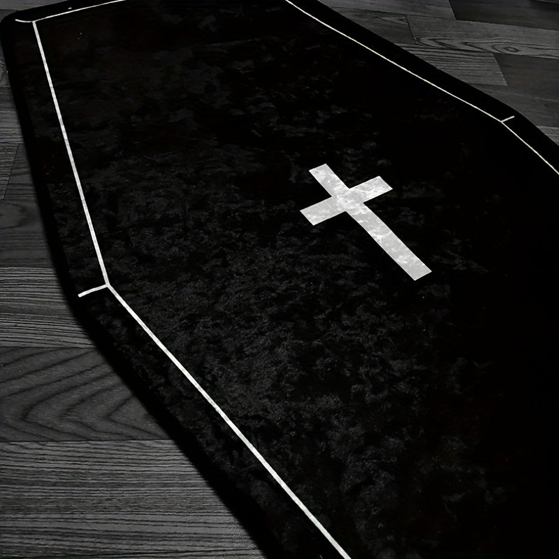1pc Cross Pattern Gothic Halloween Bedside Blanket Carpet