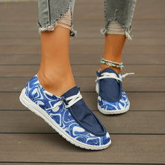 Women's Print Canvas Slip On Flat Sneakers