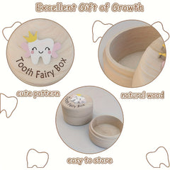 Wooden Fairy Tooth Box with 3D Teeth Detail - Keepsake for Parents - Ideal Gift